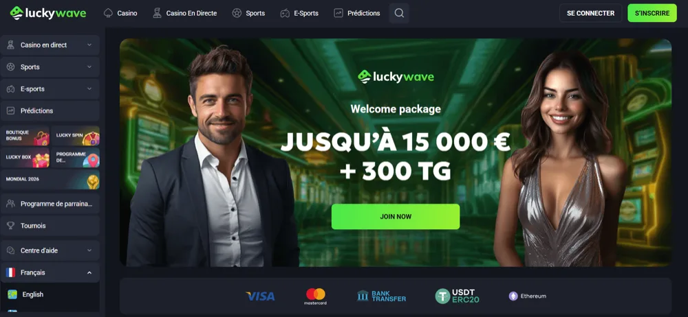 LuckyWave homepage depot neosurf casino