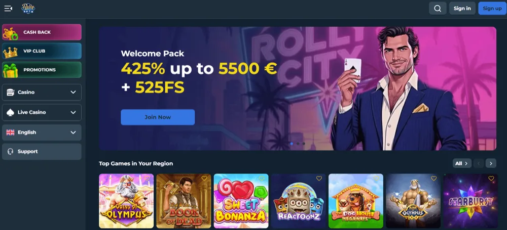 RollySpin homepage depot neosurf casino