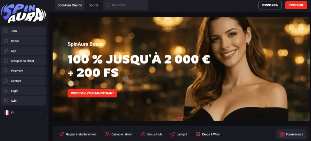 SpinAura homepage casino avec neosurf
