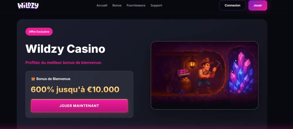 Wildzy homepage casino avec neosurf
